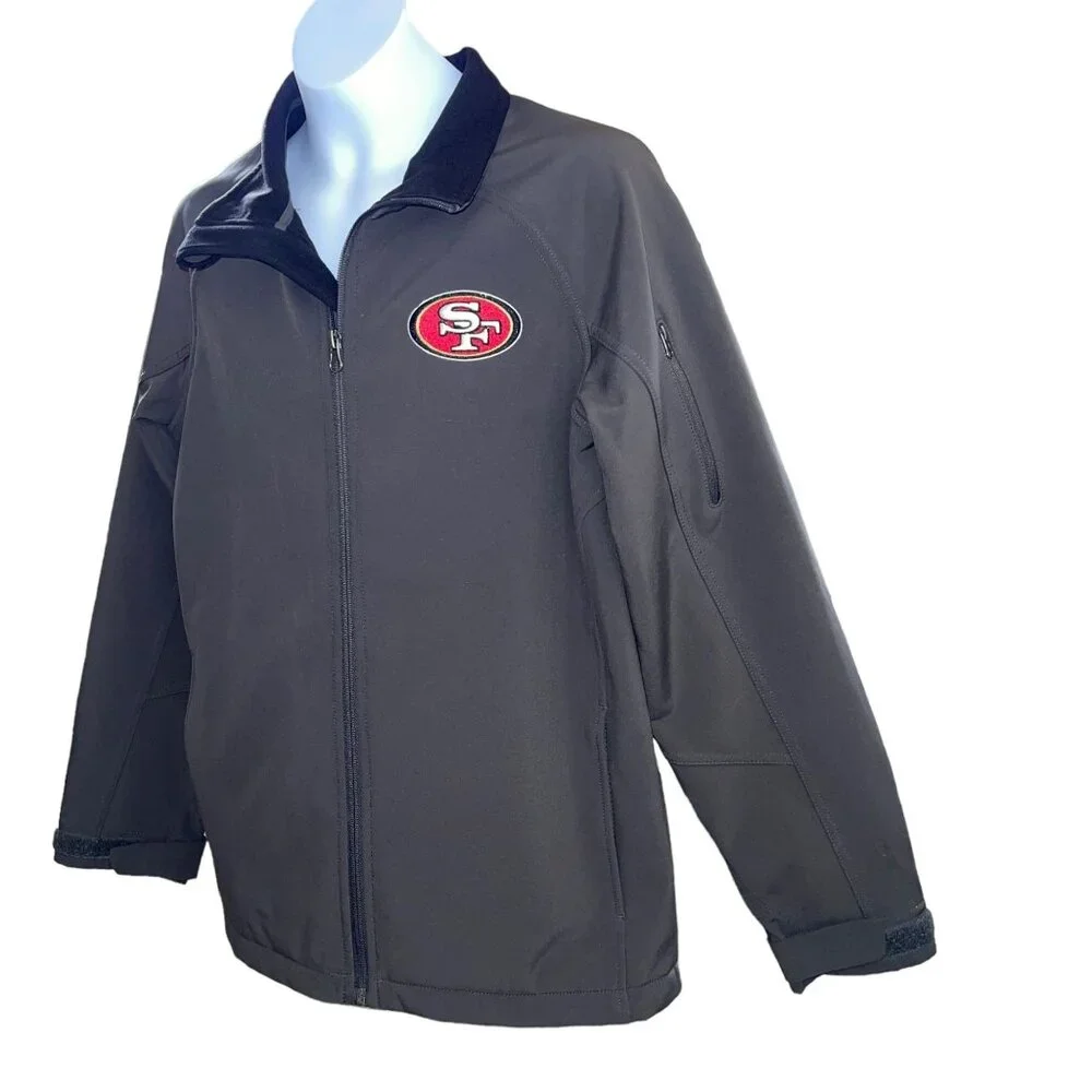 NFL Team Apparel San Francisco 49ers Jacket Boys M 10 12 Gray Embroidered Lined - Picture 5 of 10